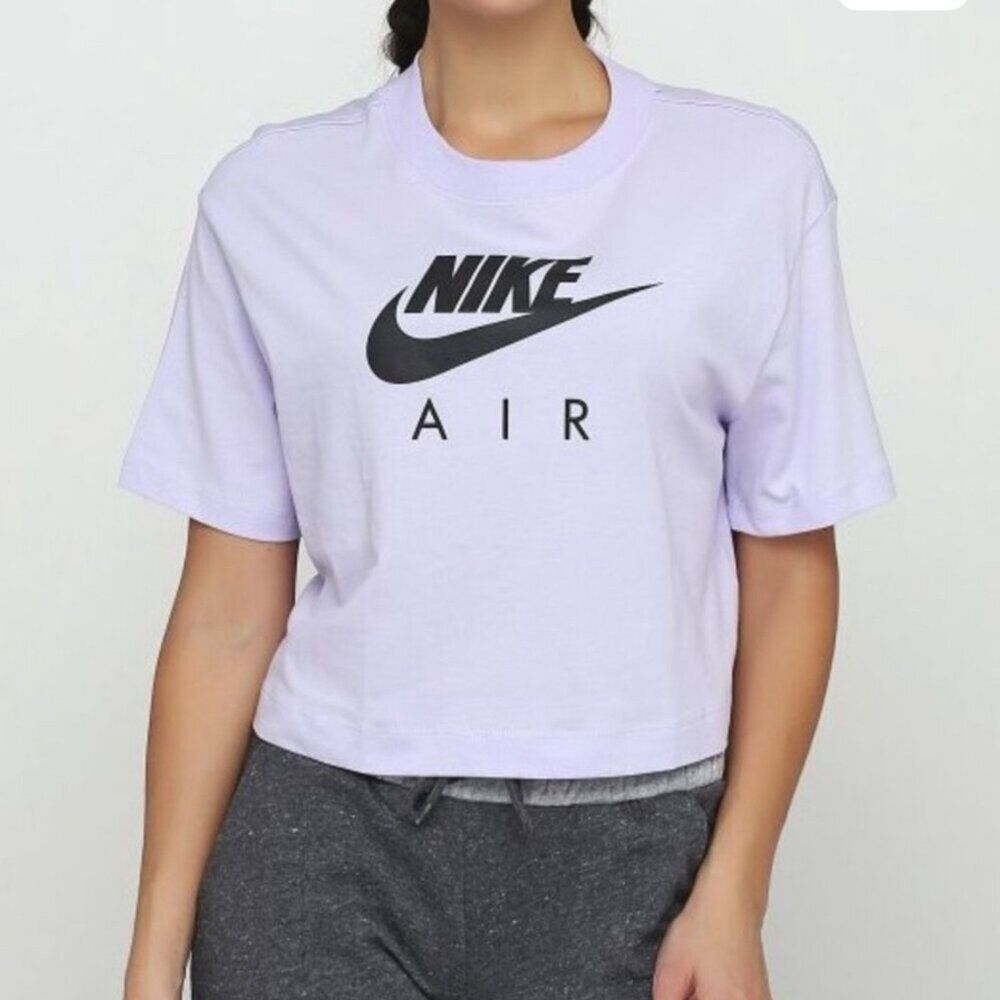 Nike Air Women’s Crop Top Lavender Athleisure Boxy Workout 100% Cotton Small